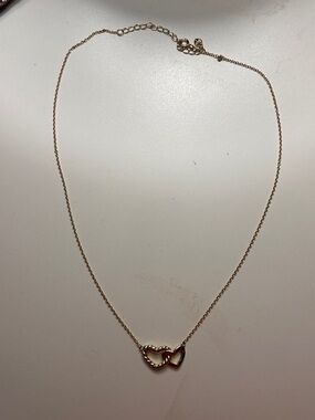 Double Heart Pendant Necklace in Gold